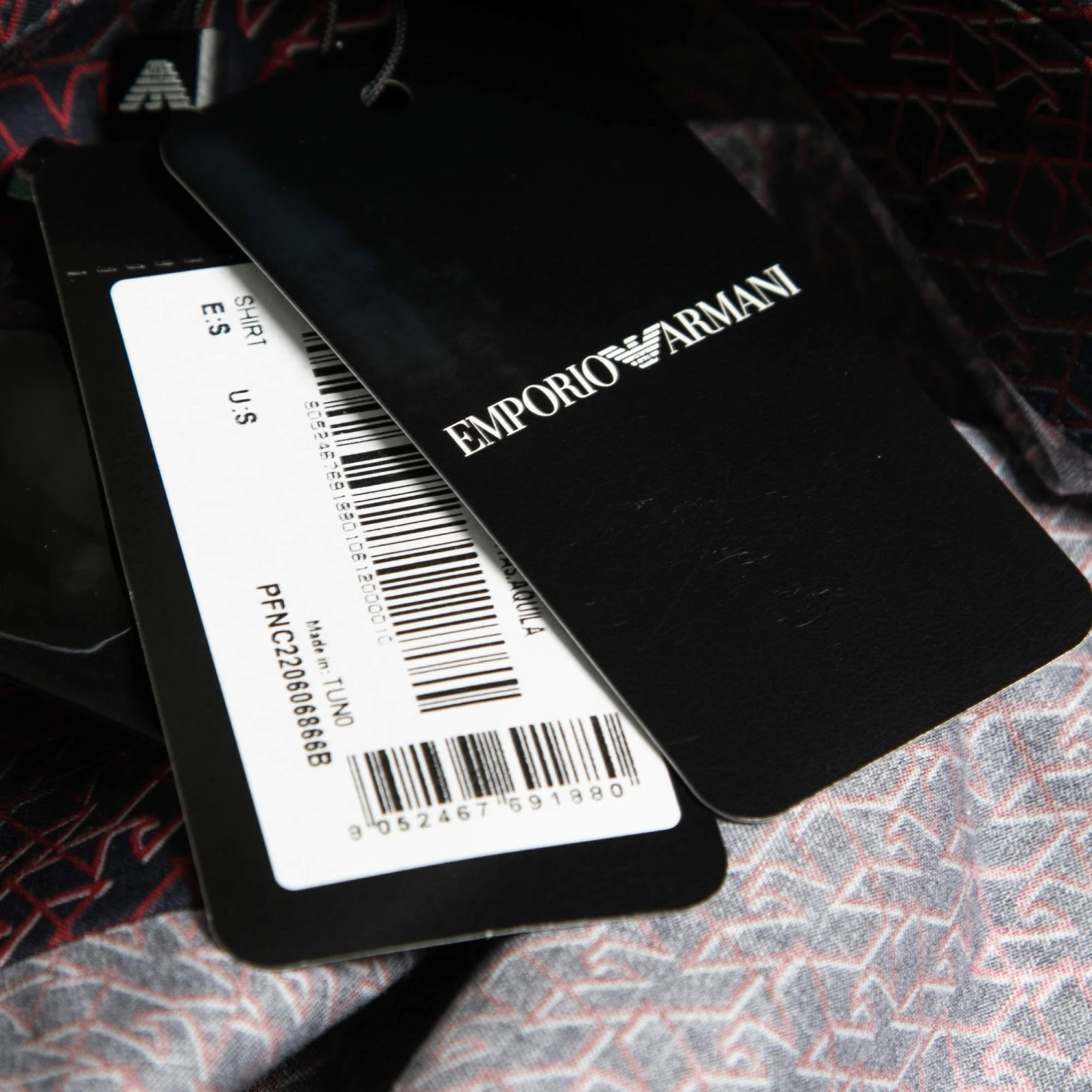 Emporio Armani Navy Blue & Red Logo Print Button Front Shirt S For Men 9 Emporio Armani Navy Blue & Red Logo Print Button Front Shirt S For Men - Image 7