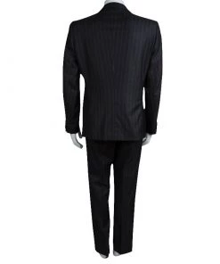 Emporio Armani Charcoal Grey Striped Wool Suit L For Men -Emporio Armani sale luxury men emporio armani used clothes p74943 003