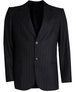 Emporio Armani Charcoal Grey Striped Wool Suit L For Men -Emporio Armani sale luxury men emporio armani used clothes p74943 004