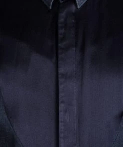 Emporio Armani Blue Contrast Front Yoke Button Front Long Sleeve Shirt XXL For Men -Emporio Armani sale luxury men emporio armani used clothes p94460 0004