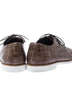 Emporio Armani Brown Croc Embossed Leather Lace Up Derby Size 44 For Men -Emporio Armani sale luxury men emporio armani used shoes p226958 008