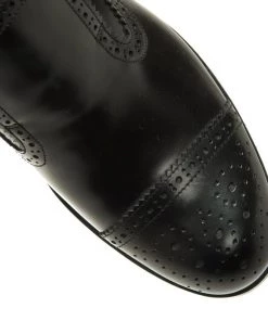Emporio Armani Black Leather Brogue Slip-On Shoes Size 42.5 For Men -Emporio Armani sale luxury men emporio armani used shoes p51487 008