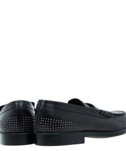 Emporio Armani Black Studded Leather Penny Loafers Size 44 For Men -Emporio Armani sale luxury men emporio armani used shoes p60933 005