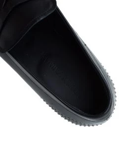 Emporio Armani Black Studded Leather Penny Loafers Size 44 For Men -Emporio Armani sale luxury men emporio armani used shoes p60933 010