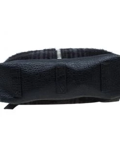 Emporio Armani Black Leather And Calf Hair Check Fash Backpack For Men -Emporio Armani sale luxury men emporio armani used travel p56283 005