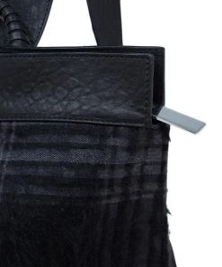 Emporio Armani Black Leather And Calf Hair Check Fash Backpack For Men -Emporio Armani sale luxury men emporio armani used travel p56283 006