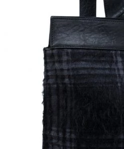 Emporio Armani Black Leather And Calf Hair Check Fash Backpack For Men -Emporio Armani sale luxury men emporio armani used travel p56283 007