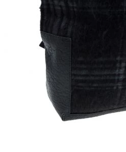 Emporio Armani Black Leather And Calf Hair Check Fash Backpack For Men -Emporio Armani sale luxury men emporio armani used travel p56283 010