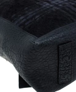 Emporio Armani Black Leather And Calf Hair Check Fash Backpack For Men -Emporio Armani sale luxury men emporio armani used travel p56283 012