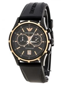Emporio Armani Black Stainless Steel Chronograph AR0584 Men's Wristwatch 42 Mm For Men