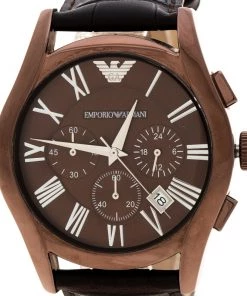 Emporio Armani Brown Stainless Steel Classic Chronograph AR1609 Men's Wristwatch 45 Mm For Men -Emporio Armani sale luxury men emporio armani used watches p159779 0003