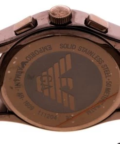 Emporio Armani Brown Stainless Steel Classic Chronograph AR1609 Men's Wristwatch 45 Mm For Men -Emporio Armani sale luxury men emporio armani used watches p159779 0004
