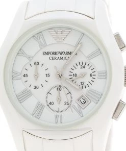 Emporio Armani White Ceramic AR1403 Men's Wristwatch 42MM For Men -Emporio Armani sale luxury men emporio armani used watches p167037 002