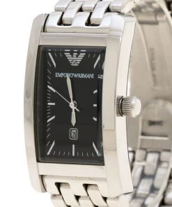 Emporio Armani Black Stainless Steel AR0015 Men's Wristwatch 25 Mm For Men -Emporio Armani sale luxury men emporio armani used watches p184543 002