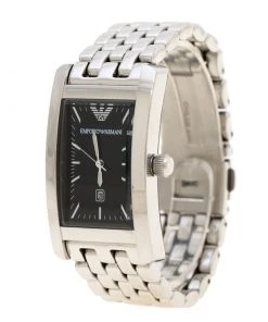 Emporio Armani Black Stainless Steel AR0015 Men's Wristwatch 25 Mm For Men