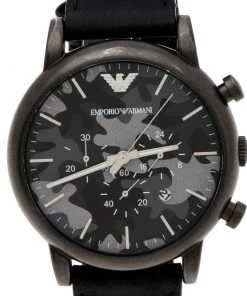 Emporio Armani Grey Camouflage Gunmetal Plated Stainless Steel Classic AR1816 Men's Wristwatch 46 Mm For Men -Emporio Armani sale luxury men emporio armani used watches p198082 002