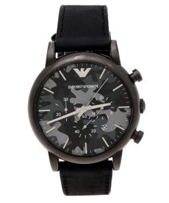 Emporio Armani Grey Camouflage Gunmetal Plated Stainless Steel Classic AR1816 Men's Wristwatch 46 Mm For Men