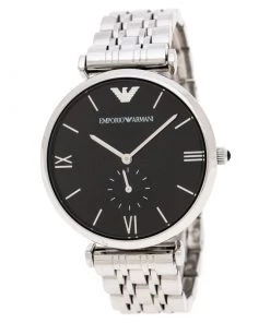 Emporio Armani Black Stainless Steel Retro AR1676 Men's Wristwatch 40 Mm For Men