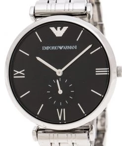 Emporio Armani Black Stainless Steel Retro AR1676 Men's Wristwatch 40 Mm For Men -Emporio Armani sale luxury men emporio armani used watches p248280 004