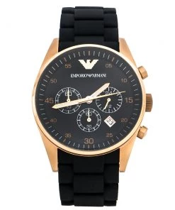 Emporio Armani Black Rose Gold Tone Stainless Steel AR5905 Men's Wristwatch 43 Mm For Men