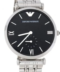 Emporio Armani Black Stainless Steel Classic AR1676 Men's Wristwatch 40 Mm For Men -Emporio Armani sale luxury men emporio armani used watches p330619 001