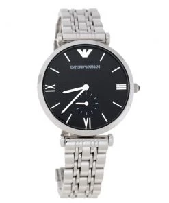 Emporio Armani Black Stainless Steel Classic AR1676 Men's Wristwatch 40 Mm For Men