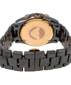 Emporio Armani Black Ceramic Rose Gold Tone Stainless Steel Ceramica AR1410 Men's Wristwatch 42 Mm For Men -Emporio Armani sale luxury men emporio armani used watches p339230 004