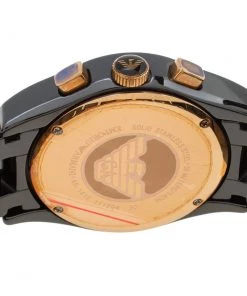 Emporio Armani Black Ceramic Rose Gold Tone Stainless Steel Ceramica AR1410 Men's Wristwatch 42 Mm For Men -Emporio Armani sale luxury men emporio armani used watches p339230 005
