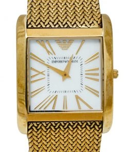 Emporio Armani Mother Of Pearl Gold Plated Stainless Steel AR2016 Quartz Men's Wristwatch 31 MM For Men -Emporio Armani sale luxury men emporio armani used watches p371484 005