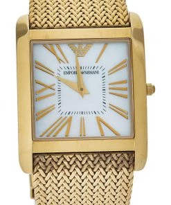Emporio Armani Mother Of Pearl Gold Plated Stainless Steel AR2016 Men's Wristwatch 31 Mm For Men -Emporio Armani sale luxury men emporio armani used watches p393995 001