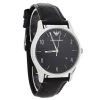 Emporio Armani Black Stainless Steel Leather Classic AR1865 Men's Wristwatch 41 Mm For Men
