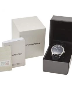 Emporio Armani Black Stainless Steel Leather Classic AR1865 Men's Wristwatch 41 Mm For Men -Emporio Armani sale luxury men emporio armani used watches p404968 002