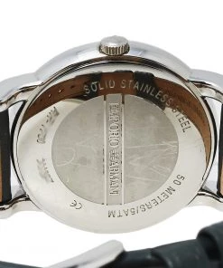 Emporio Armani Grey Stainless Steel Leather AR1730 Men's Wristwatch 41 Mm For Men -Emporio Armani sale luxury men emporio armani used watches p452525 006