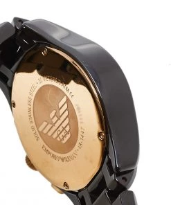 Emporio Armani Brown Ceramic & Gold Tone Stainless Steel Ceramica AR1447 Men's Wristwatch 39 Mm For Men -Emporio Armani sale luxury men emporio armani used watches p458126 004