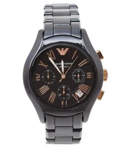 Emporio Armani Brown Ceramic & Gold Tone Stainless Steel Ceramica AR1447 Men's Wristwatch 39 Mm For Men