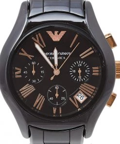 Emporio Armani Brown Ceramic & Gold Tone Stainless Steel Ceramica AR1447 Men's Wristwatch 39 Mm For Men -Emporio Armani sale luxury men emporio armani used watches p458126 006
