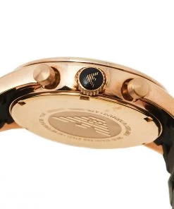 Emporio Armani Black Gold Tone Stainless Steel And Silicone AR5905 Men's Wristwatch 43 MM For Men -Emporio Armani sale luxury men emporio armani used watches p460890 004