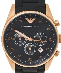 Emporio Armani Black Gold Tone Stainless Steel And Silicone AR5905 Men's Wristwatch 43 MM For Men -Emporio Armani sale luxury men emporio armani used watches p460890 006