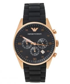 Emporio Armani Black Gold Tone Stainless Steel And Silicone AR5905 Men's Wristwatch 43 MM For Men