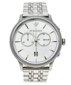 Emporio Armani Silver Stainless Steel Classic AR1796 Men's Wristwatch 43 Mm For Men
