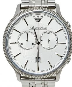 Emporio Armani Silver Stainless Steel Classic AR1796 Men's Wristwatch 43 Mm For Men -Emporio Armani sale luxury men emporio armani used watches p465063 002