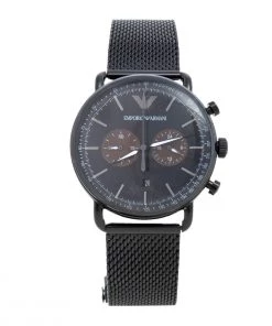 Emporio Armani Black PVD Coated Stainless Steel Aviator AR11142 Men's Wristwatch 43 Mm For Men