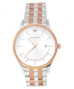 Emporio Armani Silver Two Tone Stainless Steel Lambda AR11044 Men's Wristwatch 43 Mm For Men