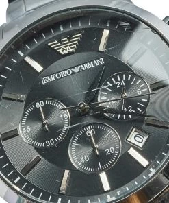 Emporio Armani Black Stainless Steel AR-2434 Men's Wristwatch 41 Mm For Men -Emporio Armani sale luxury men emporio armani used watches p556154 010