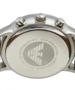 Emporio Armani Silver Stainless Steel Leather Classic AR-2432 Men's Wristwatch 43 Mm For Men -Emporio Armani sale luxury men emporio armani used watches p562230 001