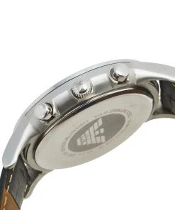Emporio Armani Silver Stainless Steel Leather Classic AR-2432 Men's Wristwatch 43 Mm For Men -Emporio Armani sale luxury men emporio armani used watches p562230 002
