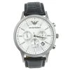 Emporio Armani Silver Stainless Steel Leather Classic AR-2432 Men's Wristwatch 43 Mm For Men -Emporio Armani sale luxury men emporio armani used watches p562230 005