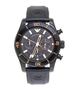 Emporio Armani Black PVD Coated Stainless Steel Rubber Sportivo AR5946 Men's Wristwatch 44 Mm For Men