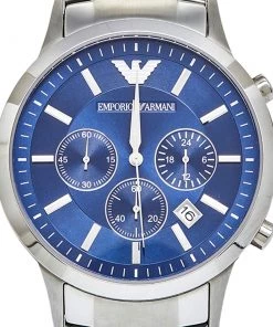 Emporio Armani Blue Stainless Steel AR2448 Men's Wristwatch 43 Mm For Men -Emporio Armani sale luxury men emporio armani used watches p595420 006