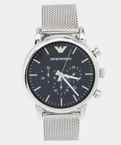 Emporio Armani Black Stainless Steel Classic AR1808 Men's Wristwatch 46 Mm For Men